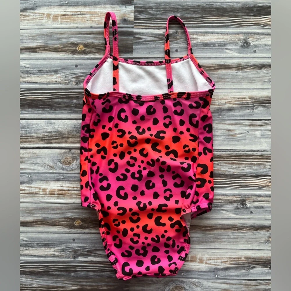 JOE Boxer pink orange leopard one piece swimsuit 18 months